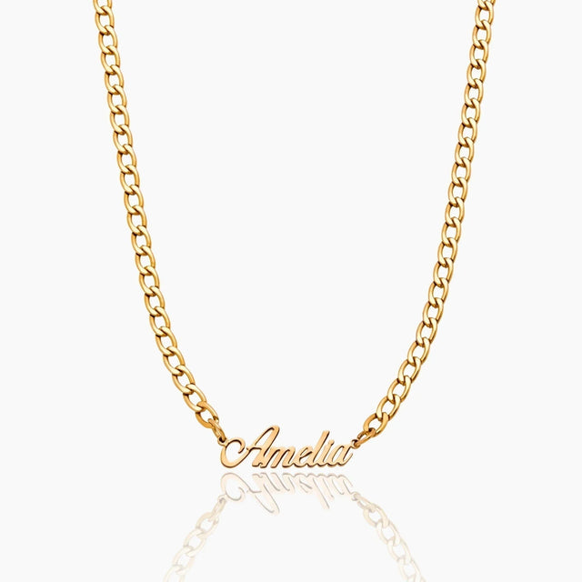 Bold Groumet Chain Name Necklace