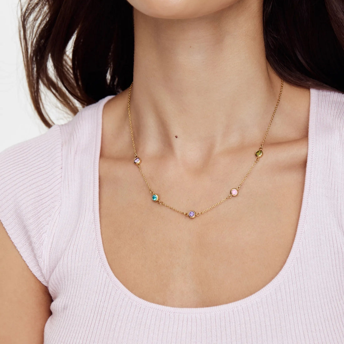 Personalized Necklace with Multiple Birthstones