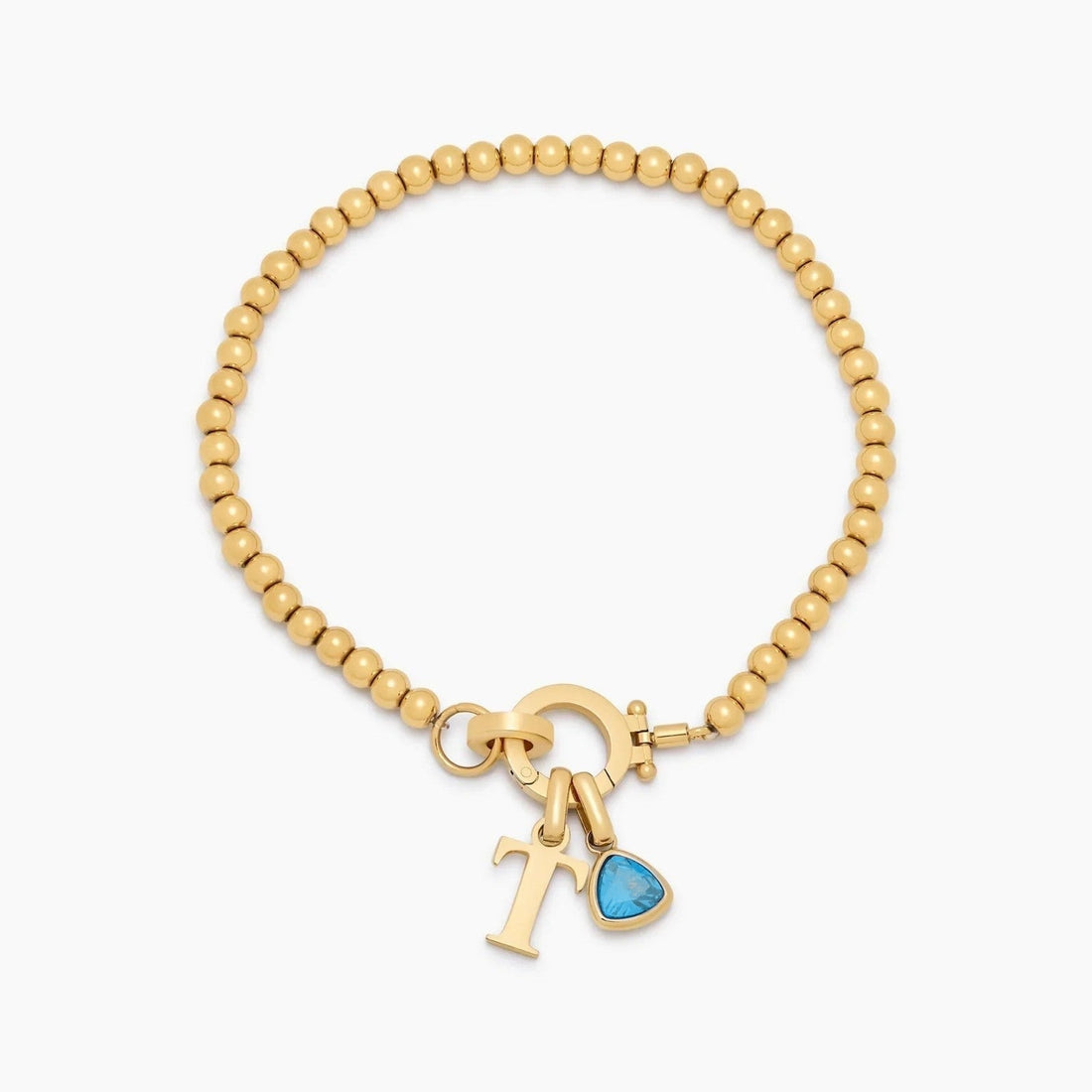 Charm Bracelet with Birthstone and Initial