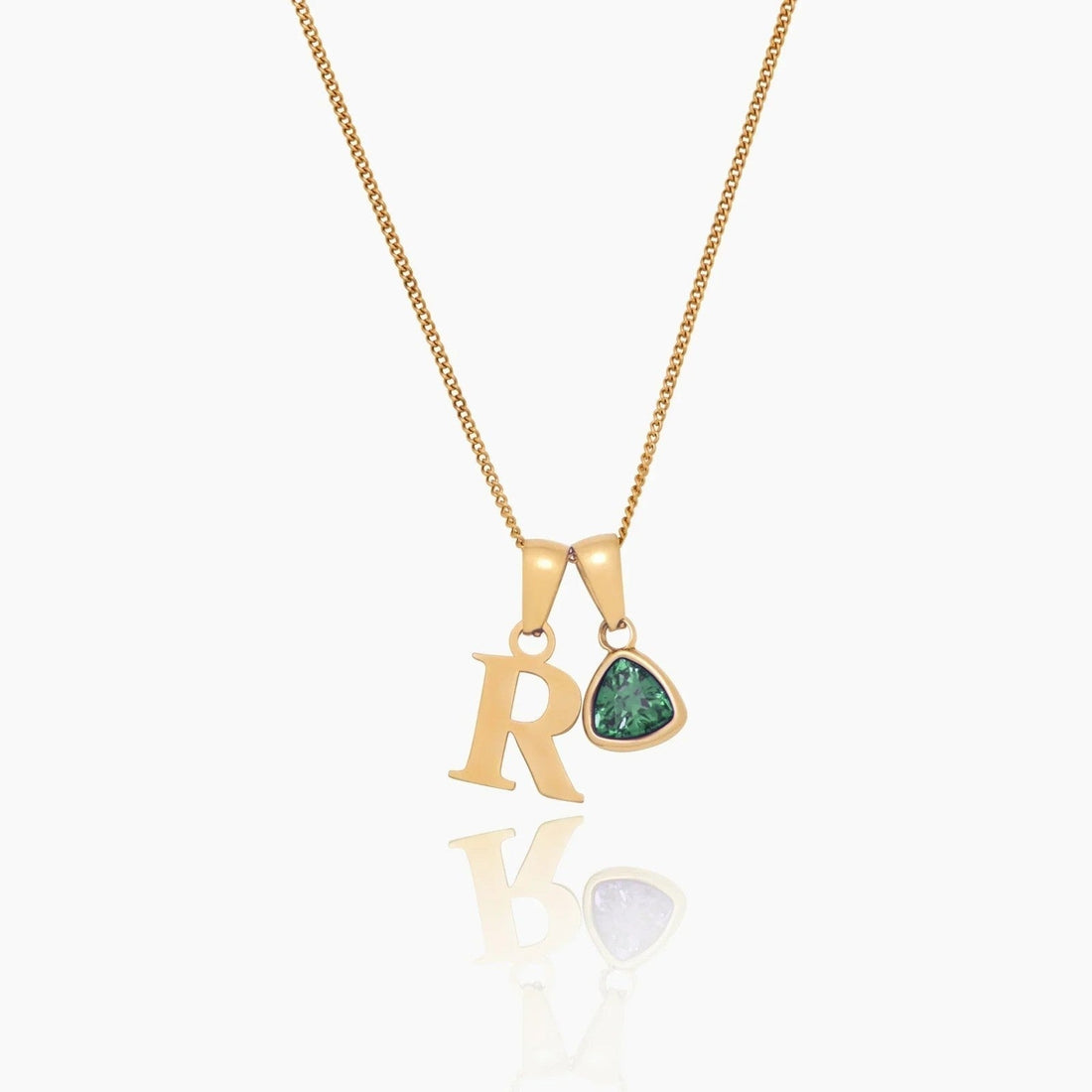 Initial Necklace with Birthstone Charm